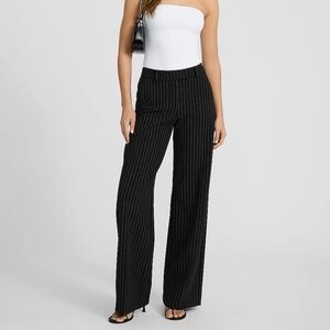Express Black Pinstripe Wide-Leg Trousers